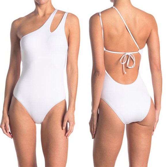 BECCA Other - BECCA Asymmetrical Tie Back White One-Piece Women's Swimsuit Size: XL NWT